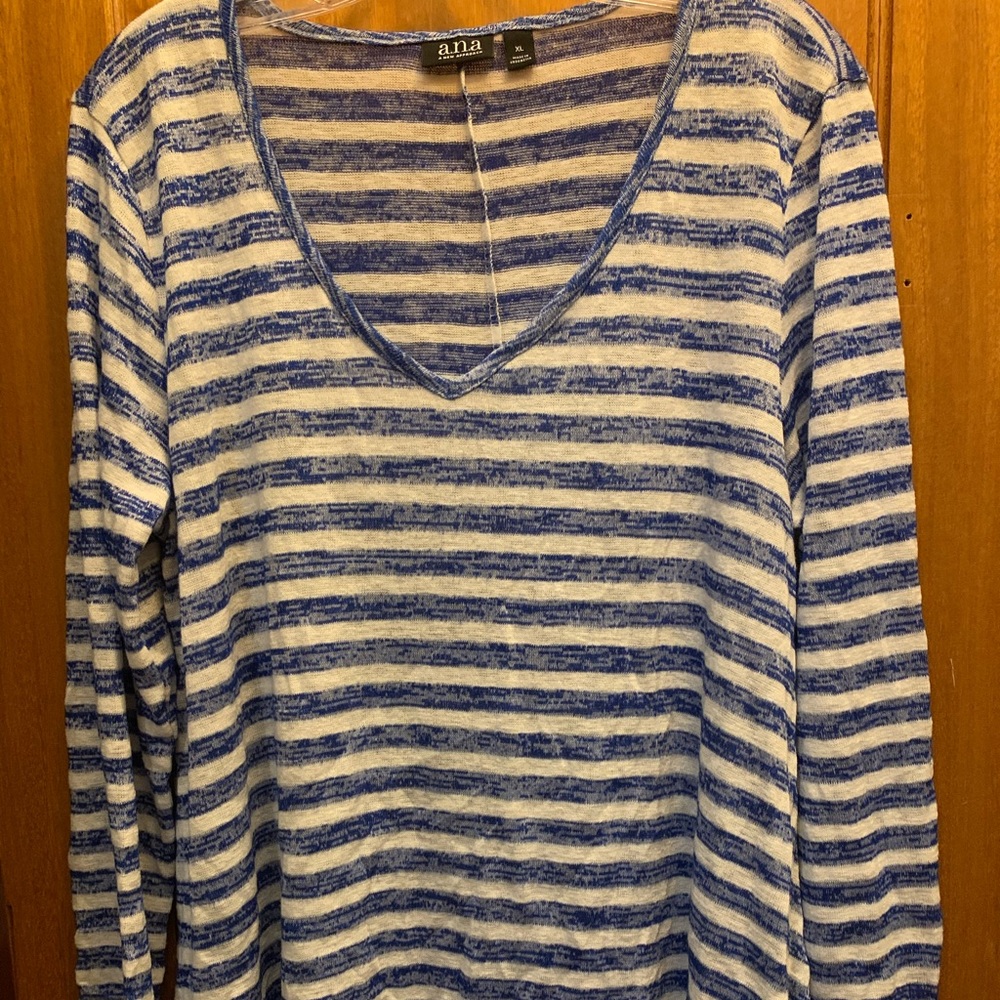 Blue and white sweater